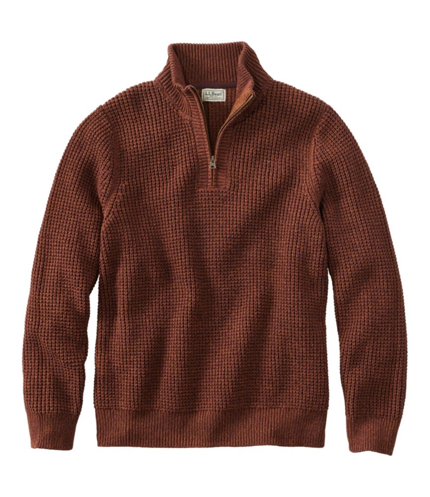 Men's Organic Cotton Waffle Sweater, Quarter Zip
