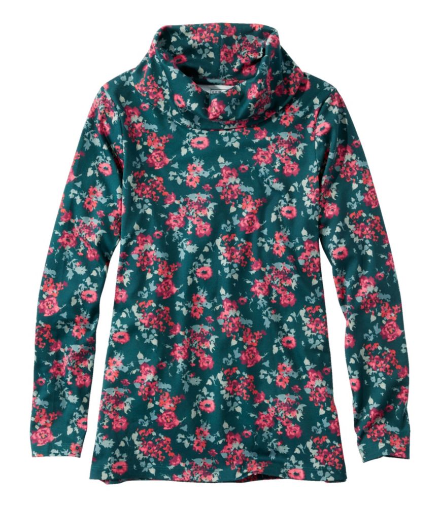 Women's Pima Cotton Tee, LongSleeve Cowlneck Print Tees & Knit Tops