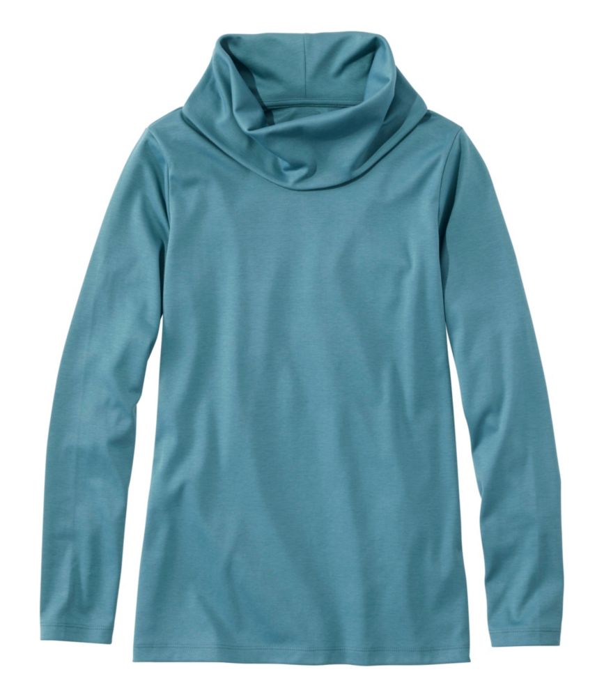 Women's Pima Cotton Tee, Long-Sleeve Cowlneck