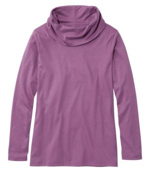 Women's Pima Cotton Tee, Long-Sleeve Cowlneck