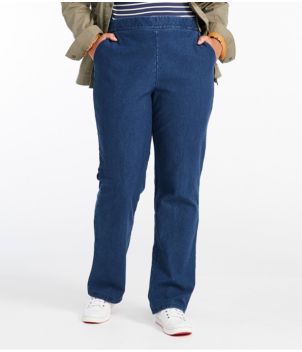 Women's Perfect Fit Pants, Denim Straight-Leg Fleece-Backed