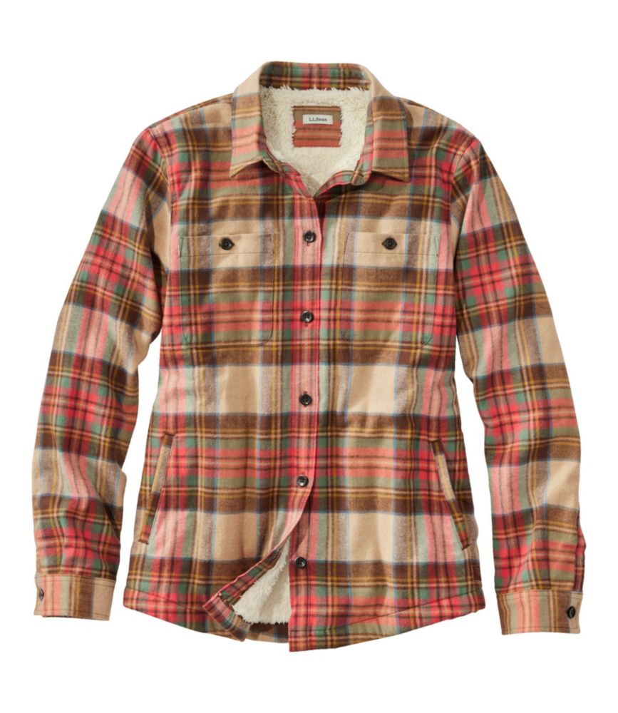 Women's Scotch Plaid Shirt, Sherpa-Lined