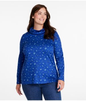 Women's Pima Cotton Tee, Long-Sleeve Cowlneck Print