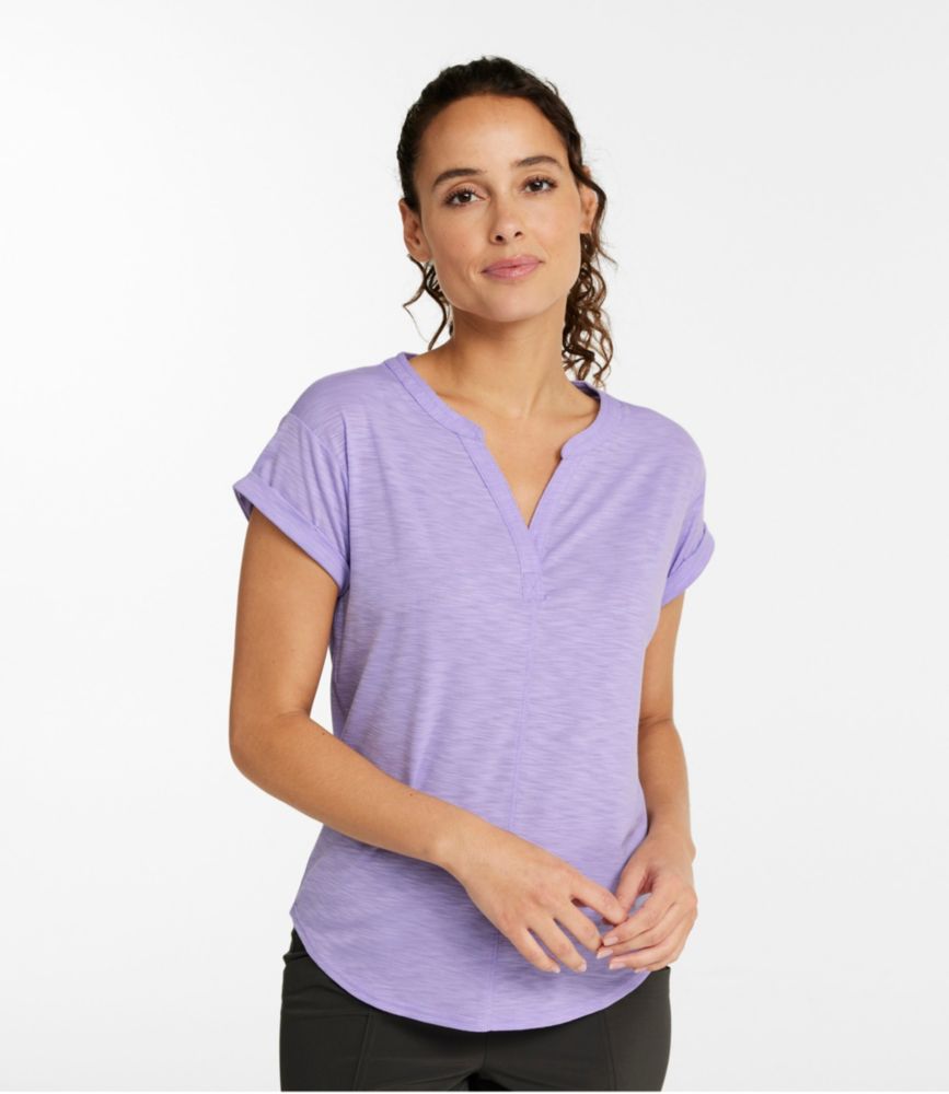 Women's Streamside Tee, Short-Sleeve Splitneck, Larkspur, small image number 2