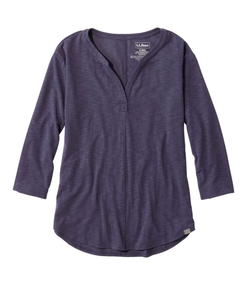 Women's Streamside Tee, Three-Quarter-Sleeve Splitneck, Dark Periwinkle, small image number 1