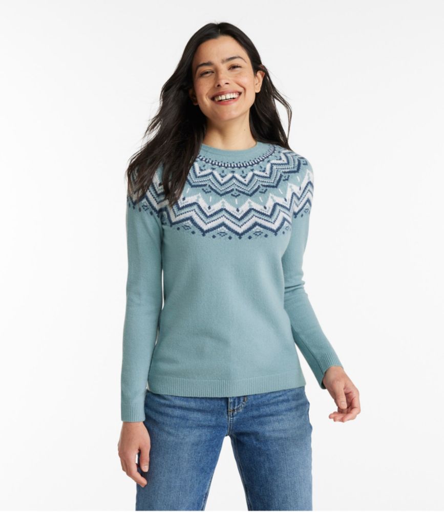 Women's Classic Cashmere Sweater, Crewneck Fair Isle