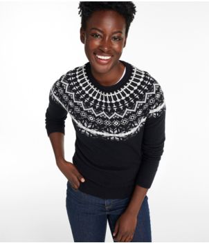 Women's Classic Cashmere Sweater, Crewneck Fair Isle
