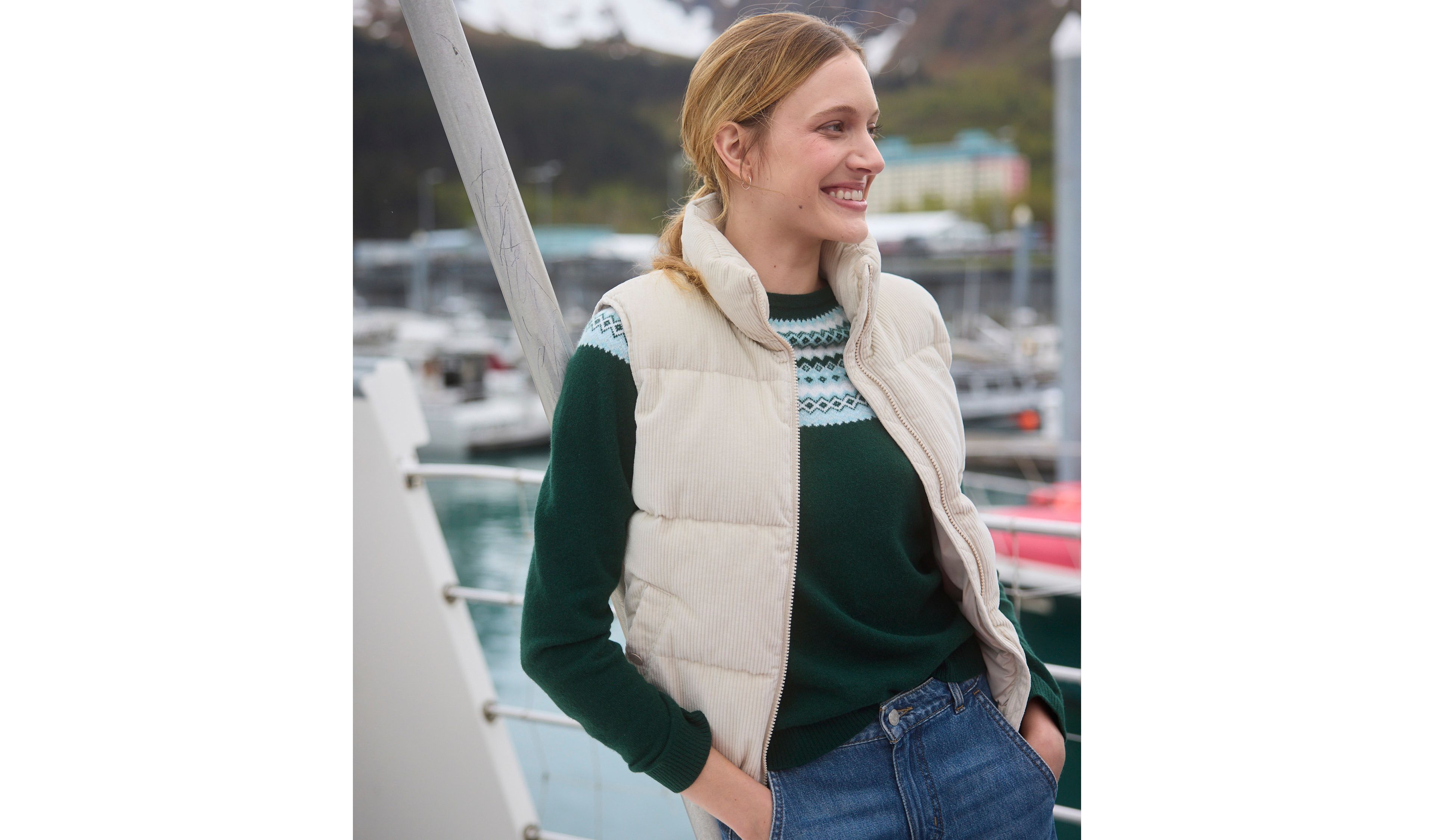 Women's Classic Cashmere Sweater, Crewneck Fair Isle