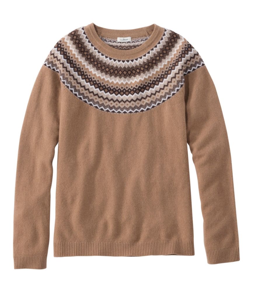 Women's Classic Cashmere Sweater, Crewneck Fair Isle