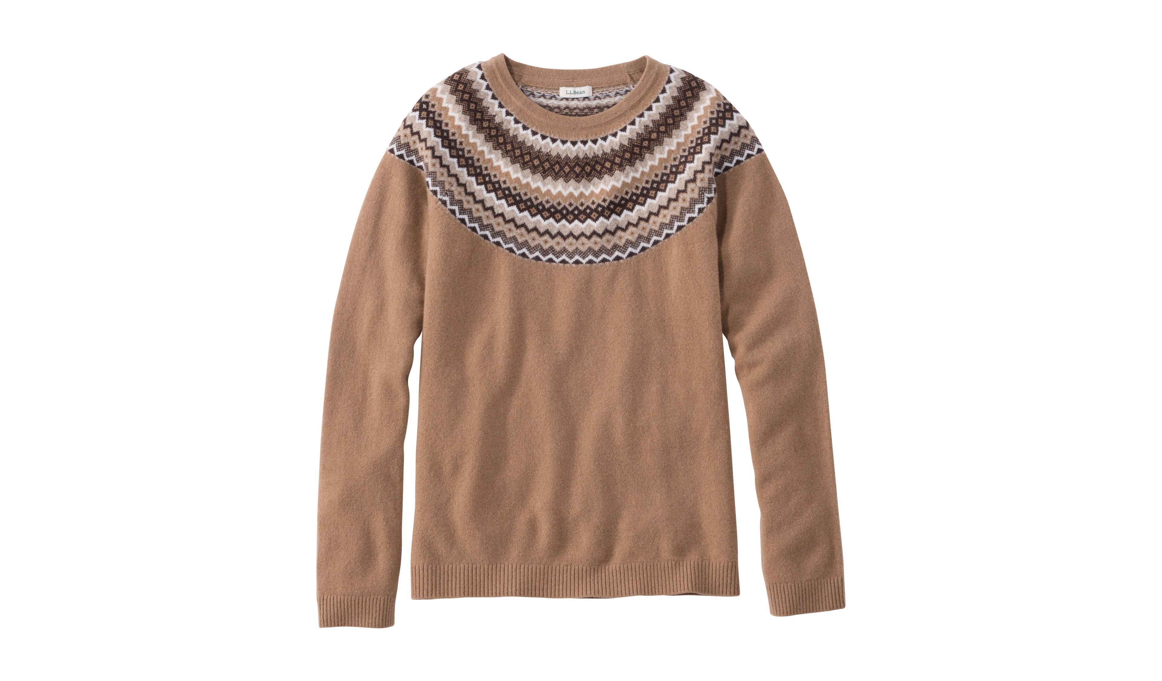 Women's Classic Cashmere Sweater, Crewneck Fair Isle