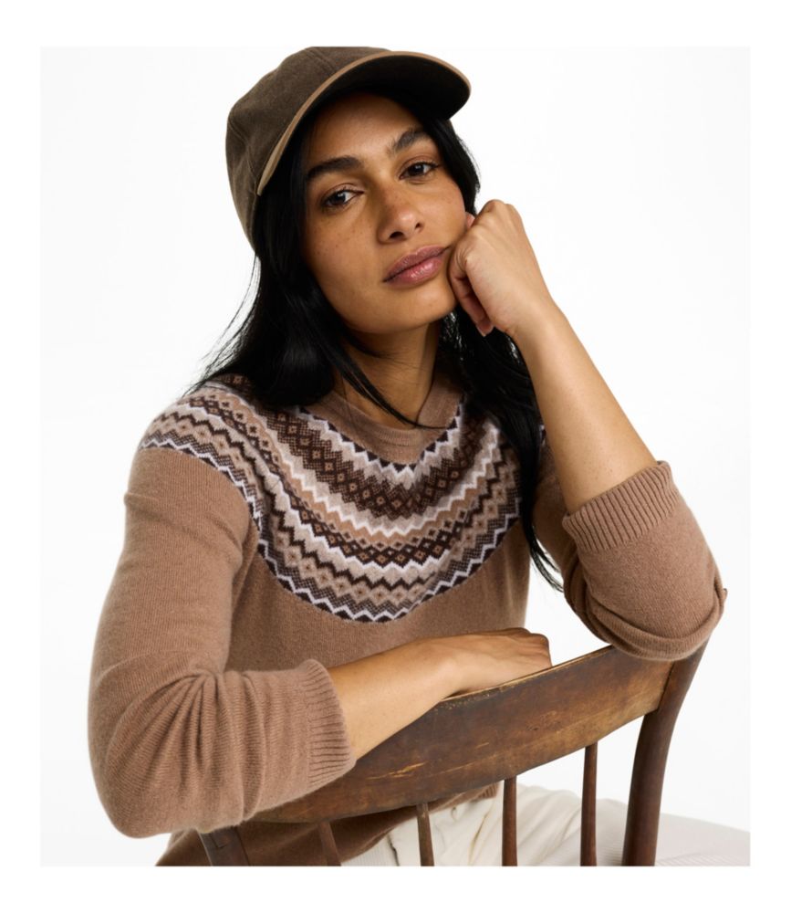 Women's Classic Cashmere Sweater, Crewneck Fair Isle