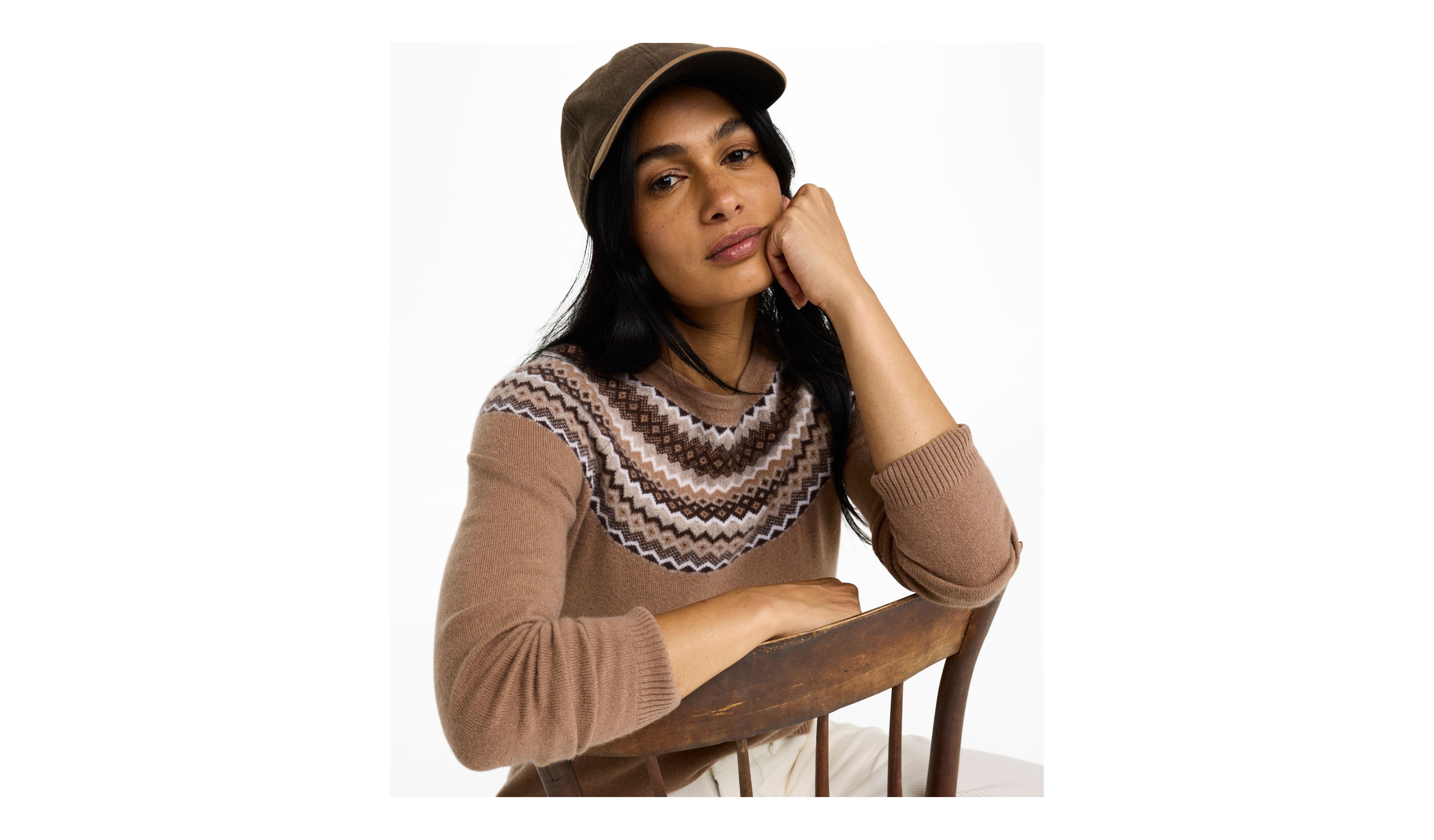Women's Classic Cashmere Sweater, Crewneck Fair Isle