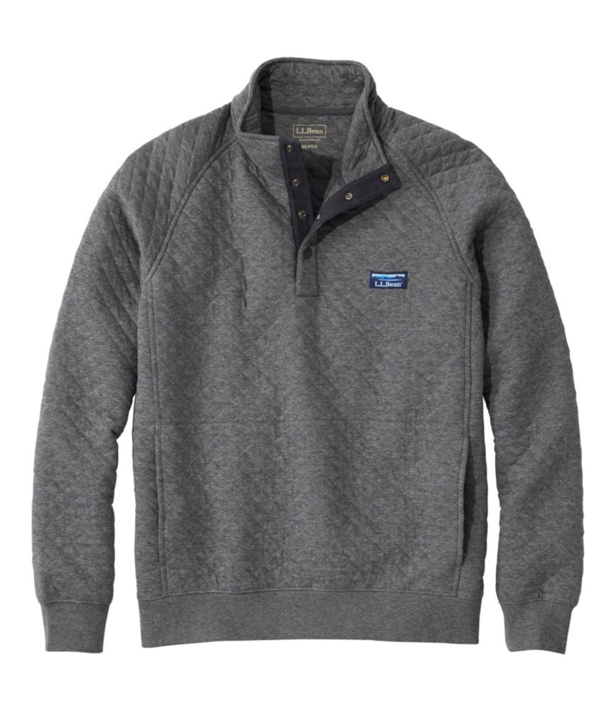 Men's Quilted Sweatshirt, Mockneck, Charcoal Heather, small image number 1