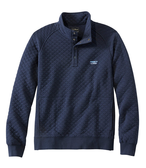 Men's Quilted Sweatshirt, Pullover, Classic Navy, large image number 0