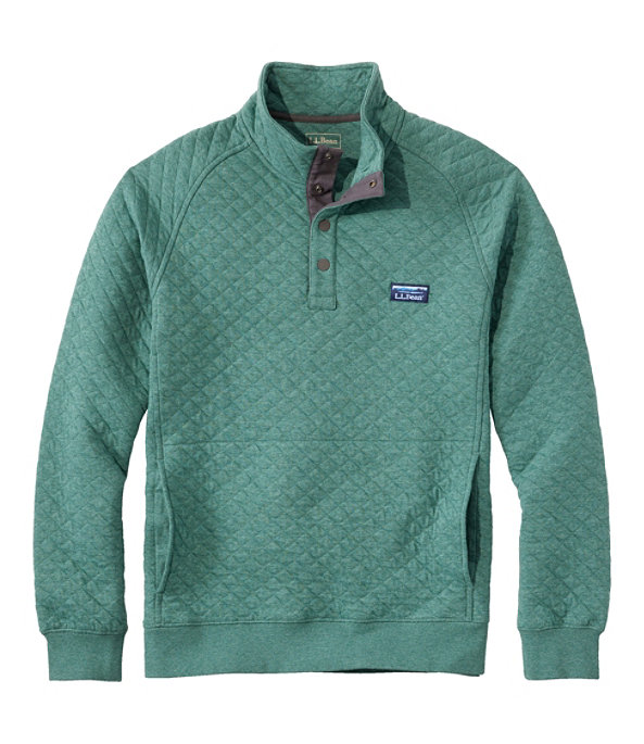 Men's Quilted Sweatshirt Pullover, Deep Green Heather, large image number 0