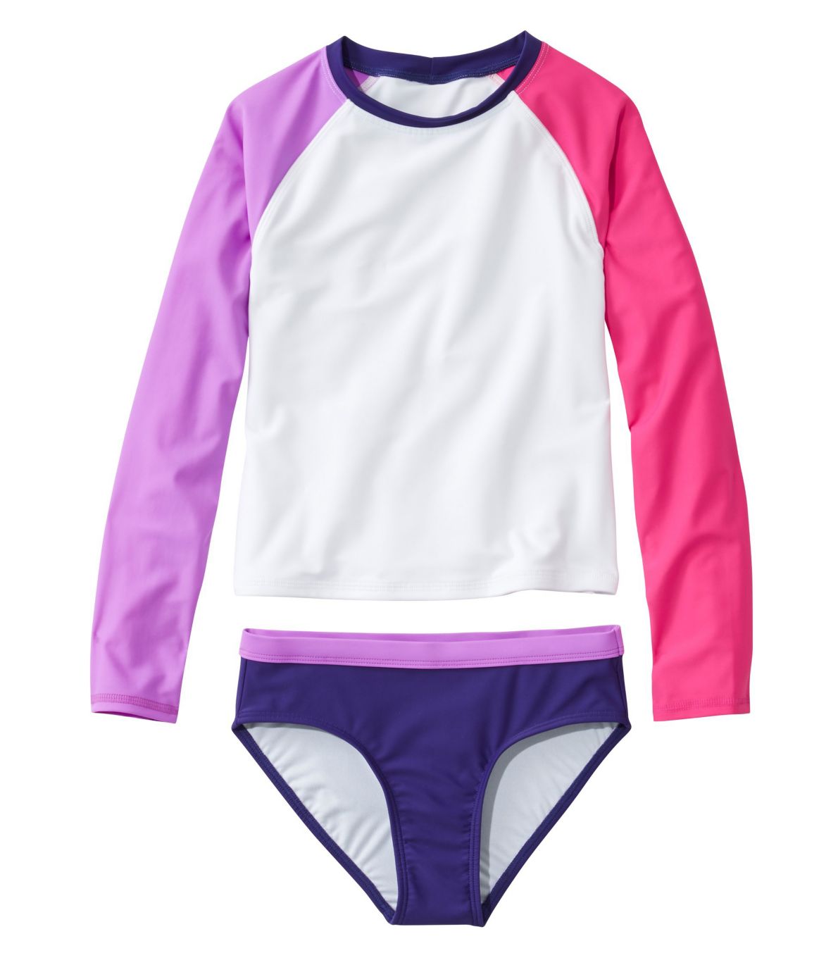 Girls’ Rash Guard Swimsuit, Two-Piece, Colorblock