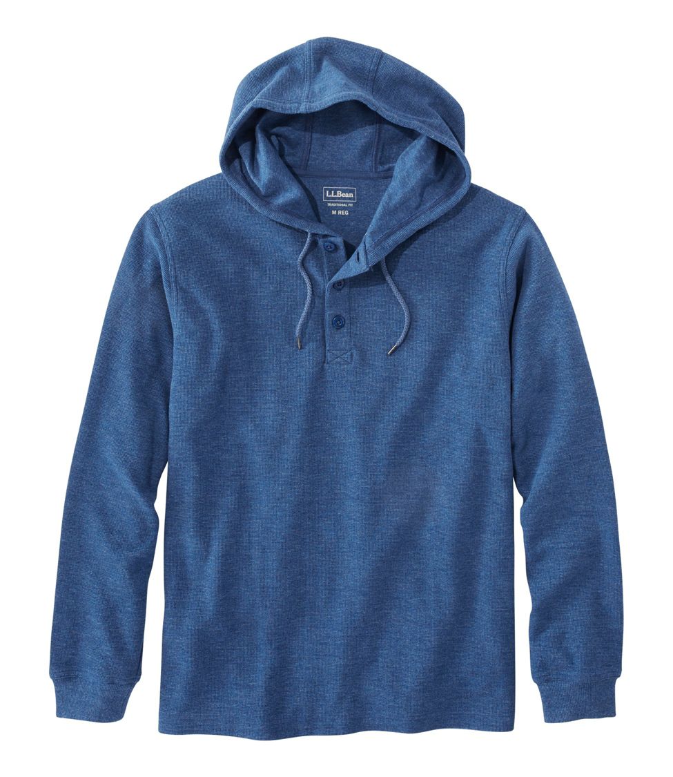 Men's Unshrinkable Mini-Waffle Henley, Hoodie, Traditional Fit