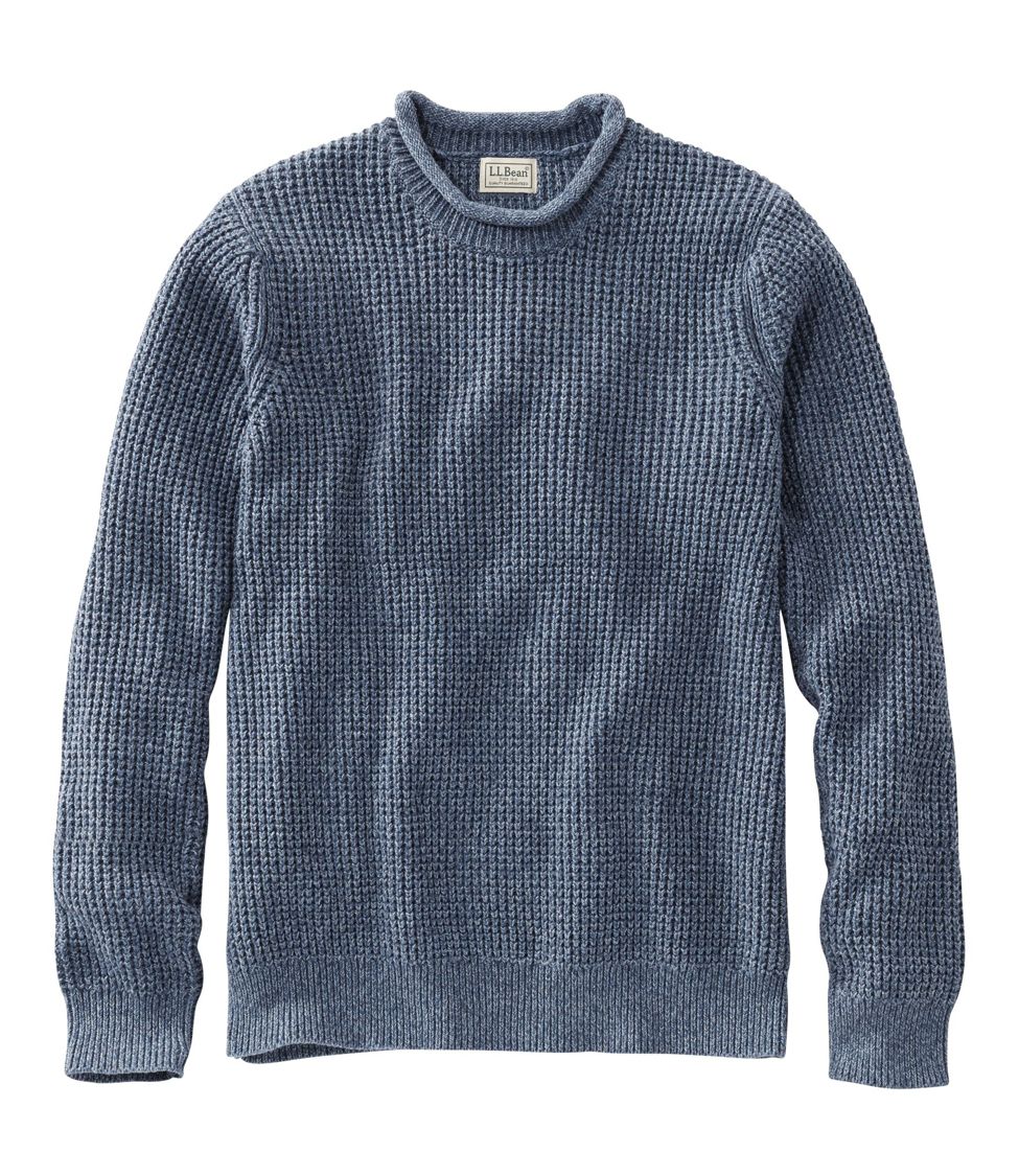 Men's L.L.Bean Organic Cotton Waffle Sweater, Rollneck Crew at L.L. Bean