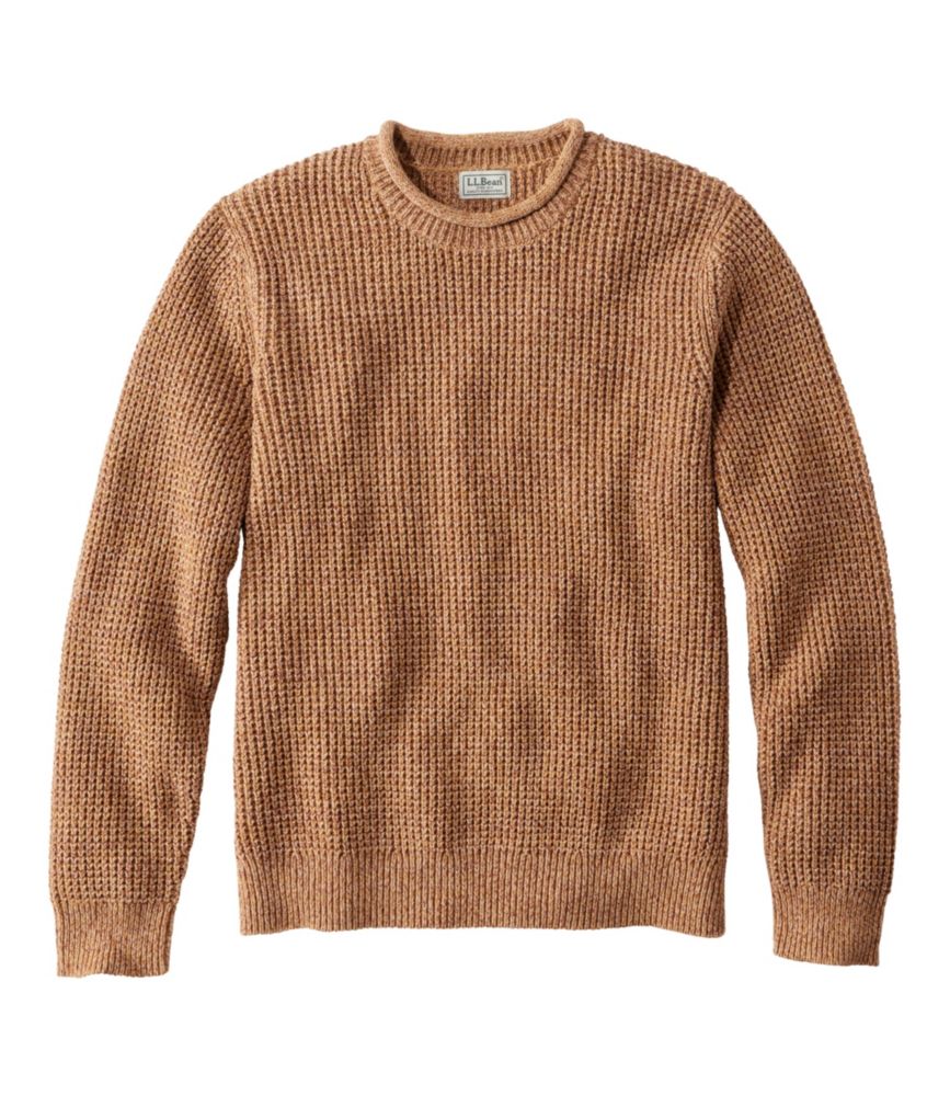 Men's L.L.Bean Organic Cotton Waffle Sweater, Rollneck Crew, Katahdin Khaki, small image number 1