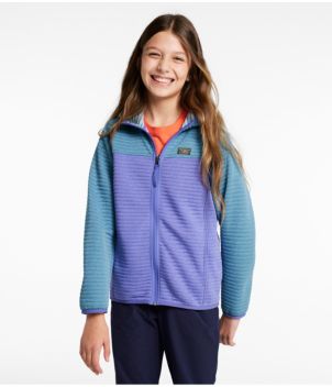 LL Bean girls sz. 14/16 blue/ purple lined hooded jacket