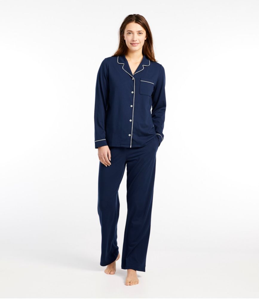 Women's Super-Soft Shrink-Free Pajama Set, Button-Front, Bright Navy, small image number 2