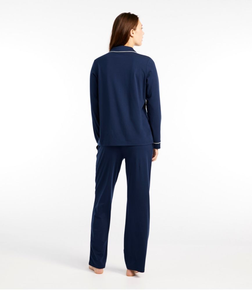 Women's Super-Soft Shrink-Free Pajama Set, Button-Front, Bright Navy, small image number 3