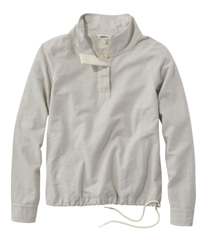 Image of Women's Signature Brushed Cotton Mockneck Shirt, Pattern White S