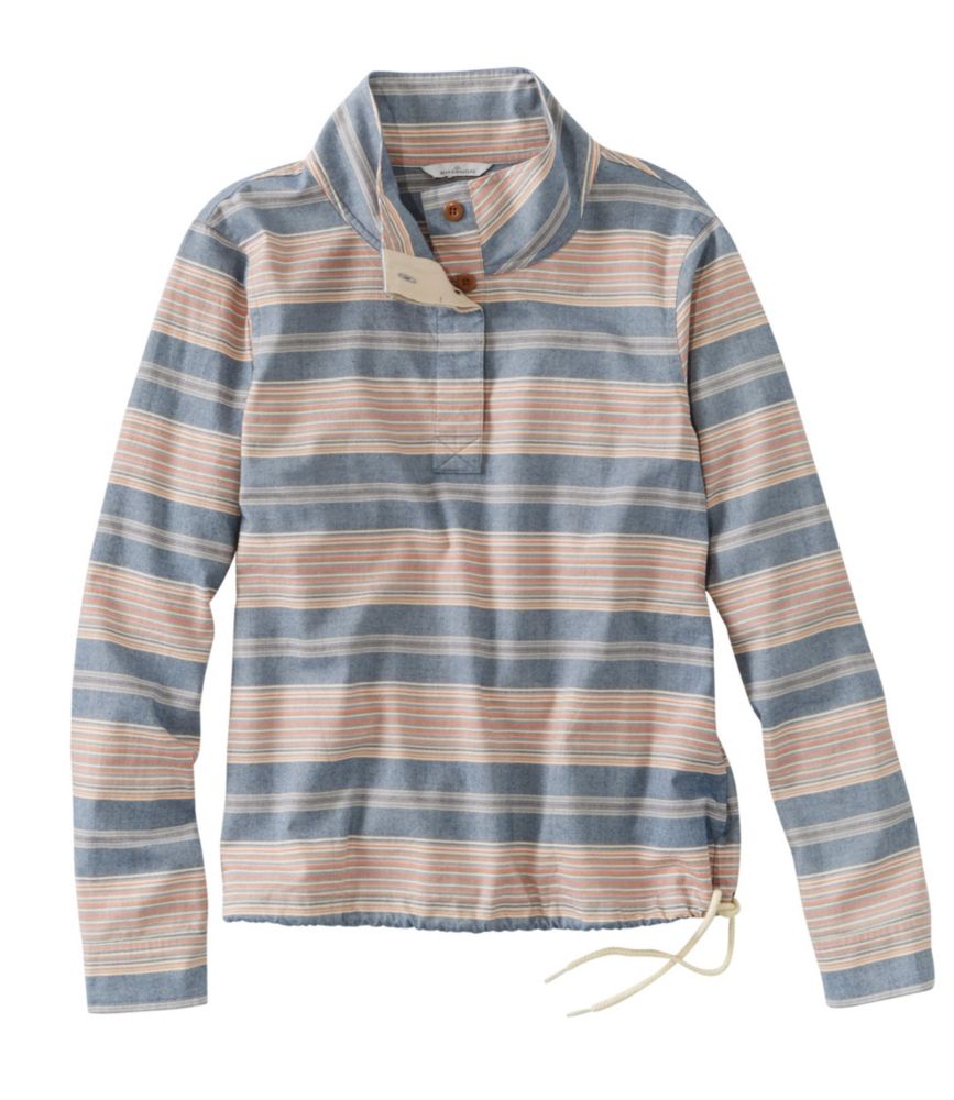 Image of Women's Signature Brushed Cotton Mockneck Shirt, Pattern Multi Color S