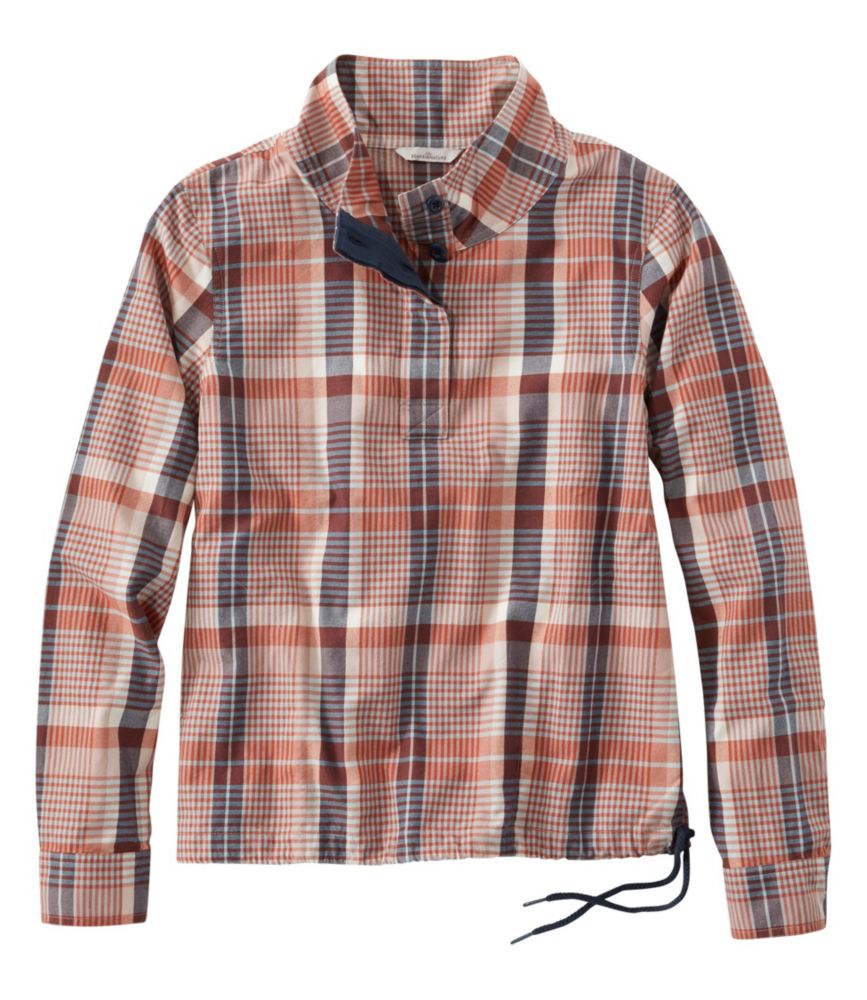 Image of Women's Signature Brushed Cotton Mockneck Shirt, Pattern Pink S