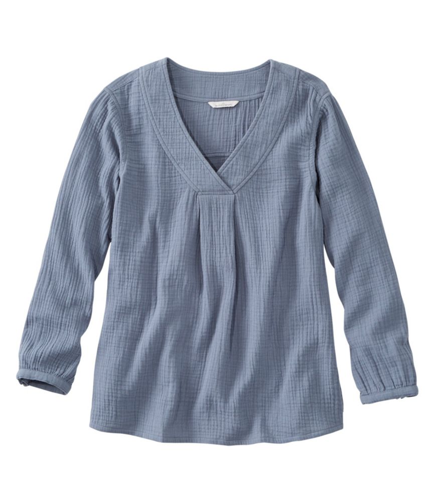 Image of Women's Signature Gauzy Textured Shirt Blue XS