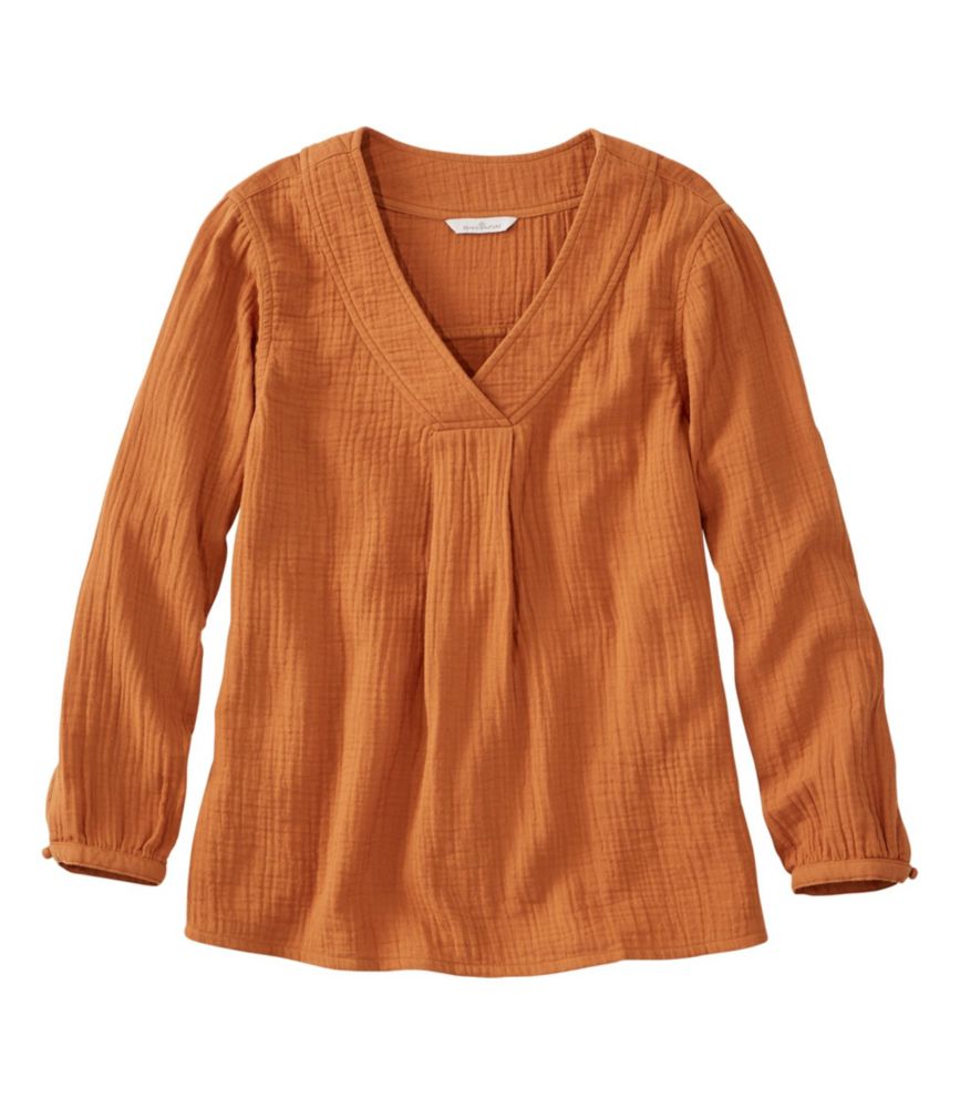 Image of Women's Signature Gauzy Textured Shirt Orange XS