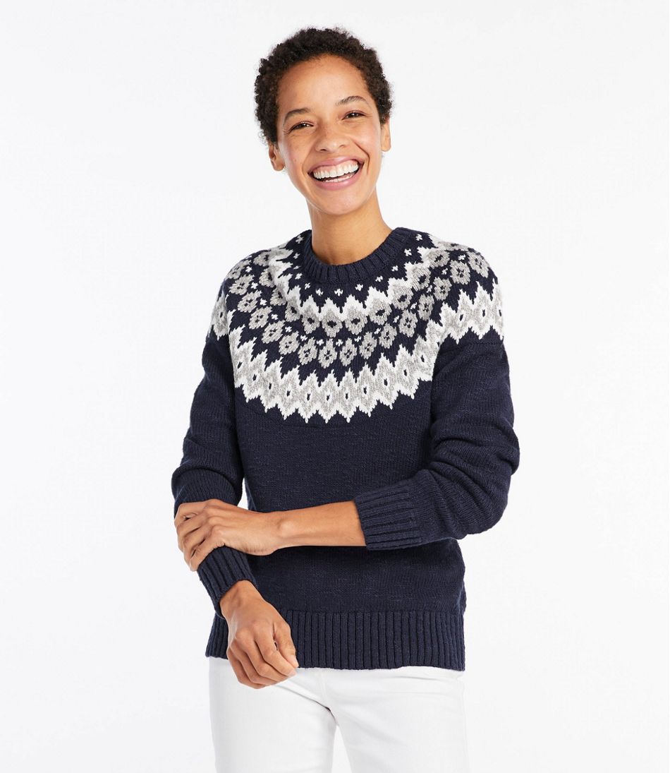 Cotton Ragg Sweater, Marled Fair Isle