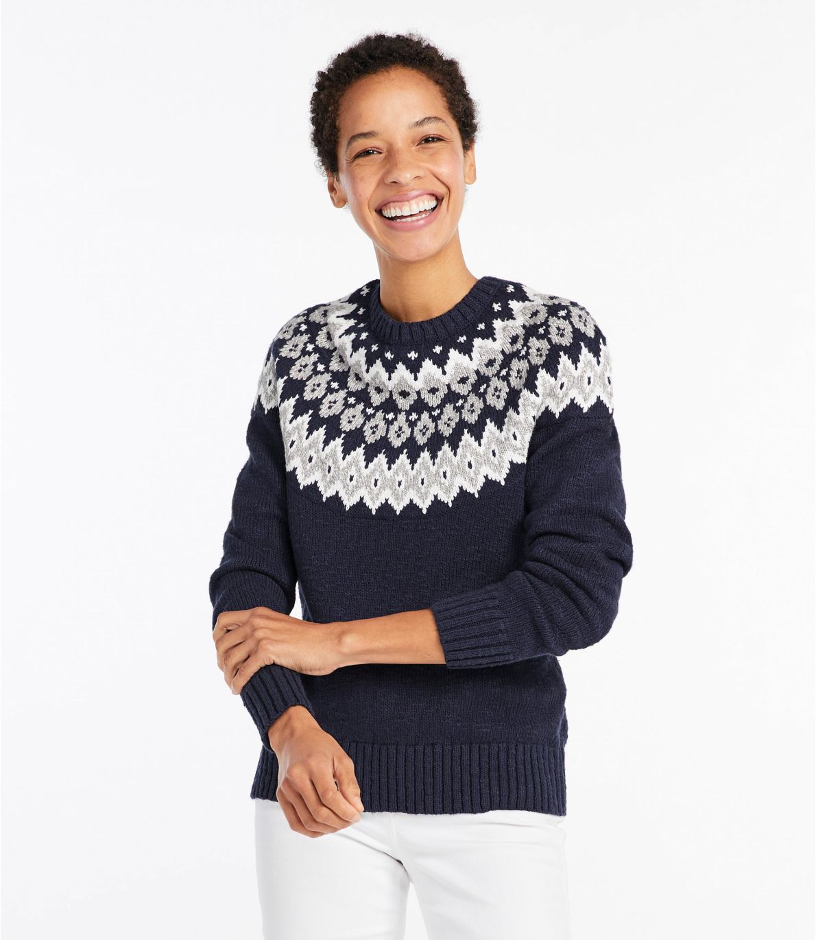 Women's Cotton Ragg Sweater, Marled Fair Isle