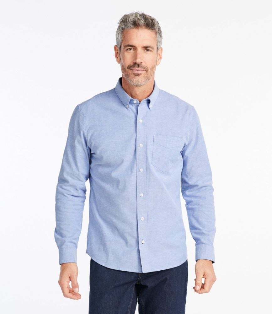 Men's Comfort Stretch® Oxford Shirt, Slightly Fitted Untucked Fit, Light Cobalt, small image number 2