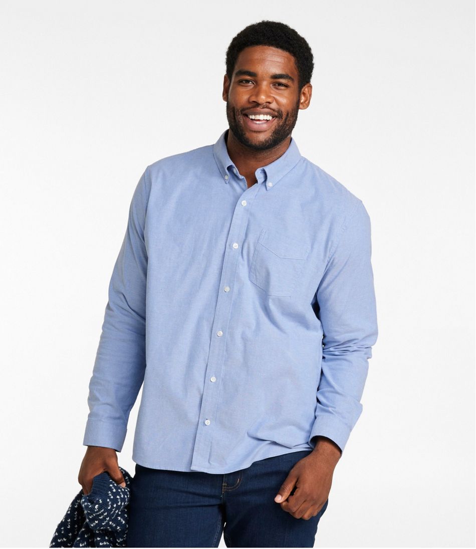 Men's Comfort Stretch Oxford Shirt, Slightly Fitted Untucked Fit 