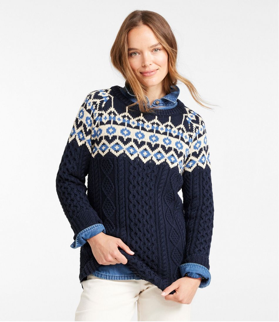 Women's Signature Cotton Fisherman Tunic Sweater, Fair Isle | Sweaters ...