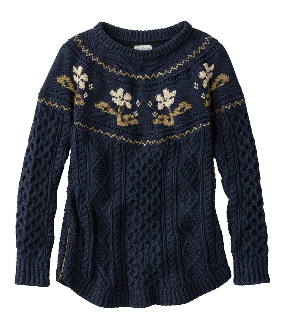 Women's Signature Cotton Fisherman Tunic Sweater, Fair Isle | Sweaters ...