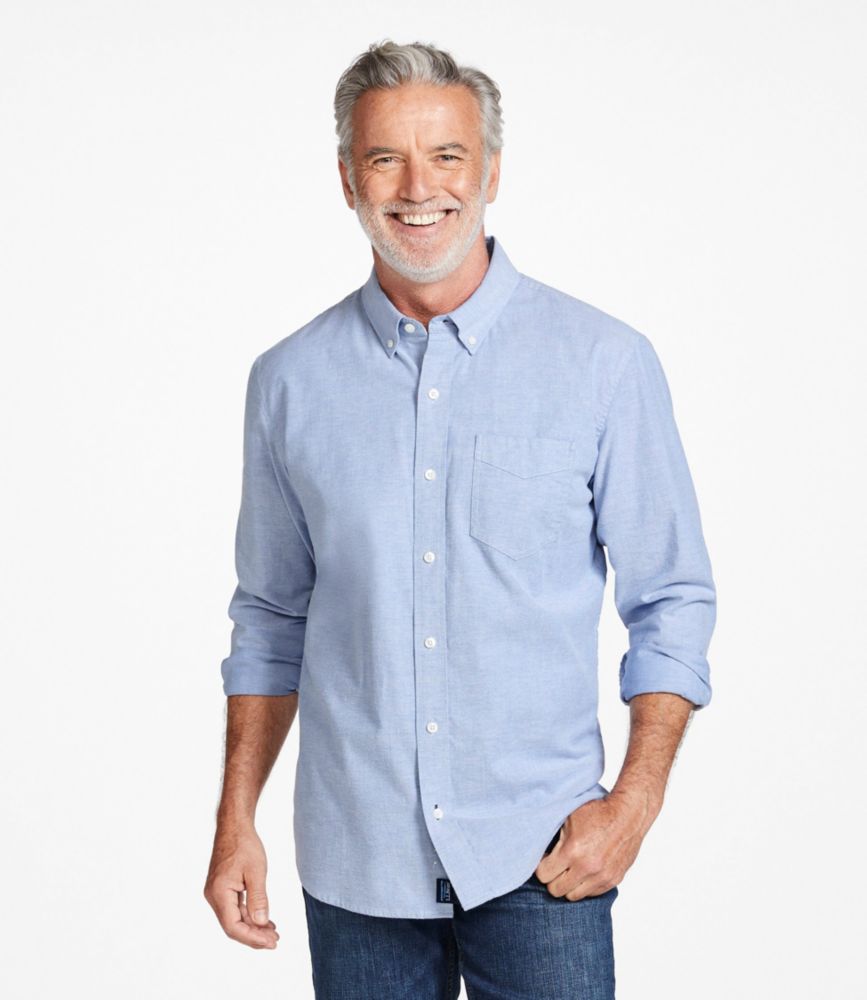 Men's Comfort Stretch® Oxford Shirt, Traditional Untucked Fit, Light Cobalt, small image number 2