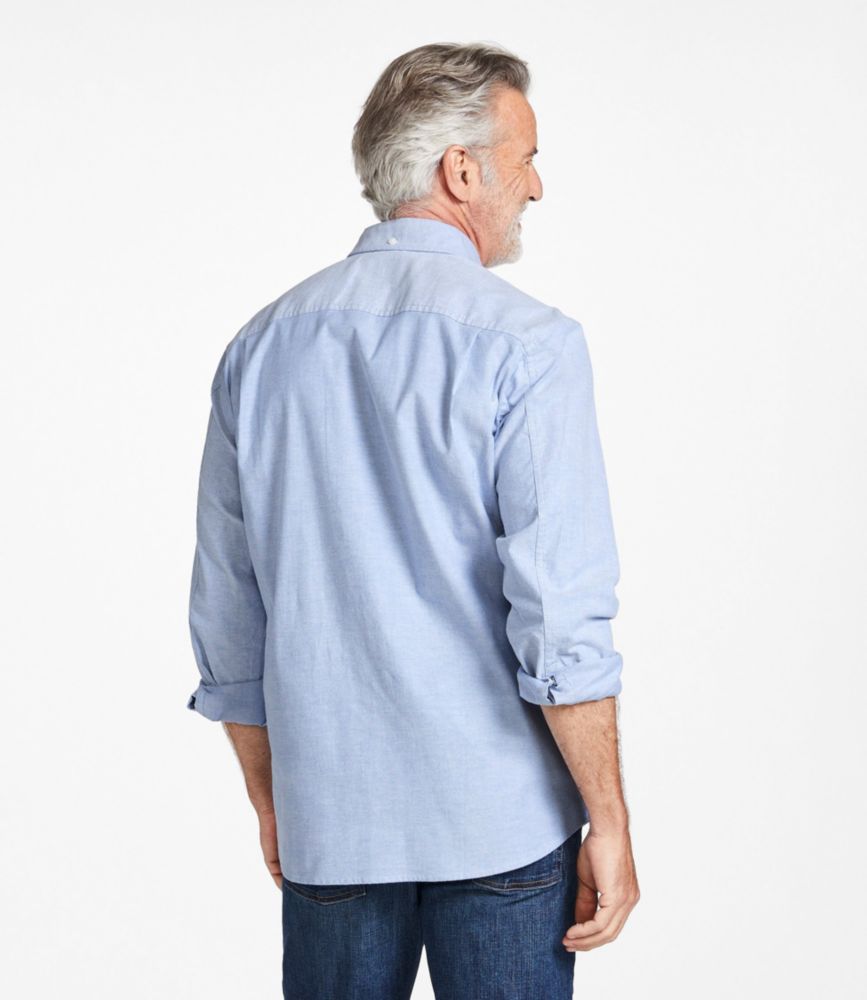 Men's Comfort Stretch® Oxford Shirt, Traditional Untucked Fit, Light Cobalt, small image number 3