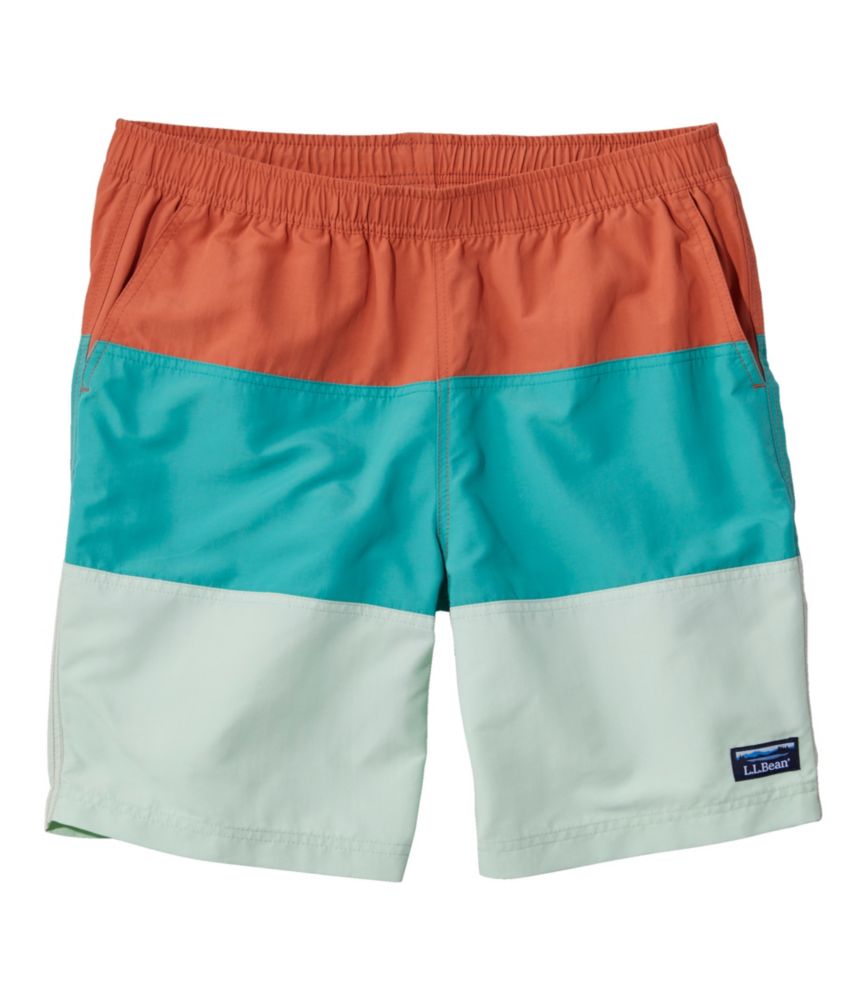 Men's Classic Supplex Sport Shorts, Colorblock, 8", Brick Orange/Blue-Green/Pastel Lichen, small image number 1