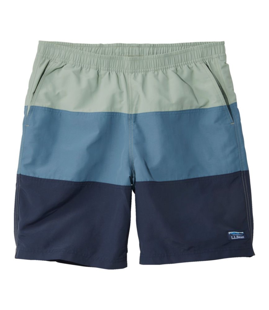 Men's Classic Supplex Sport Shorts, Colorblock, 8", Faded Sage/Iron Blue/Navy, small image number 1