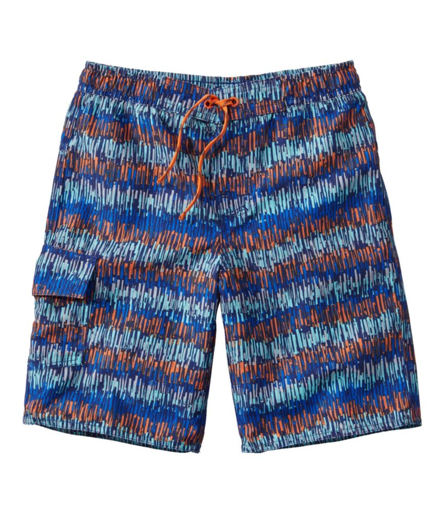 Boys' BeanSport Swim Shorts, Print, Bold Orange Geo Stripe, small image number 1