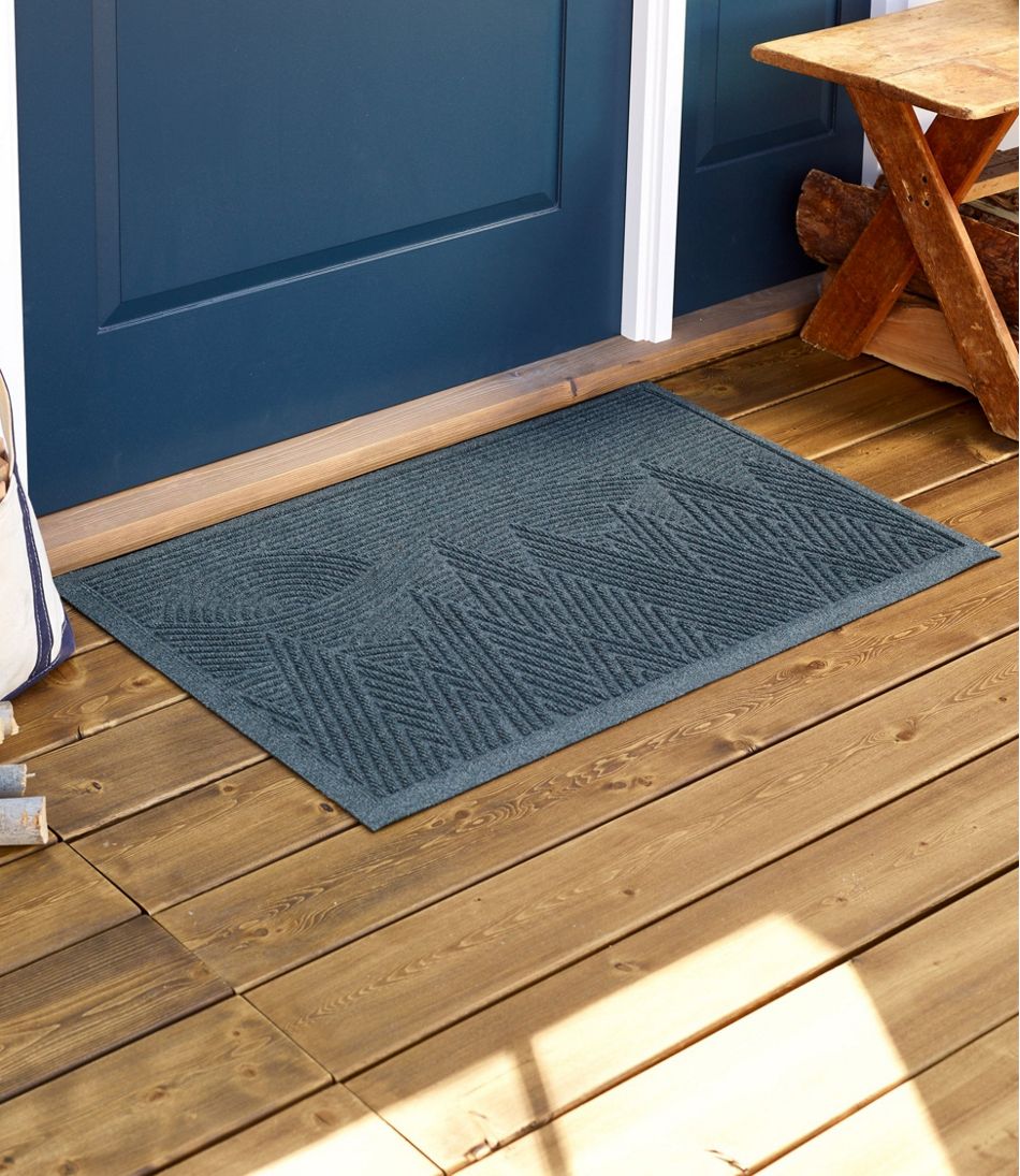Heavyweight Recycled Waterhog Doormat Plaid Blue | L.L.Bean