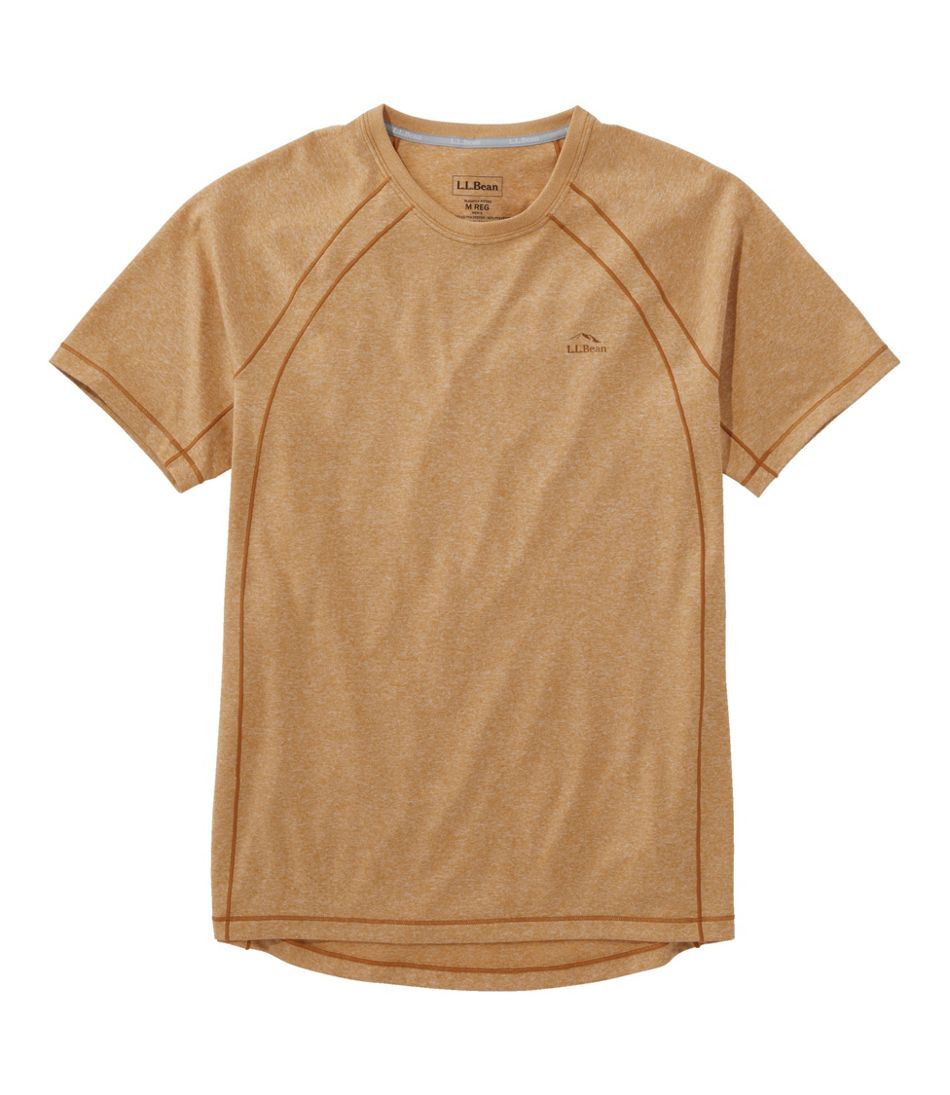 Men's L.L.Bean Quick-Dry Trail Tee Short-Sleeve Warm Gold Large, Synthetic POLYESTER, Tall