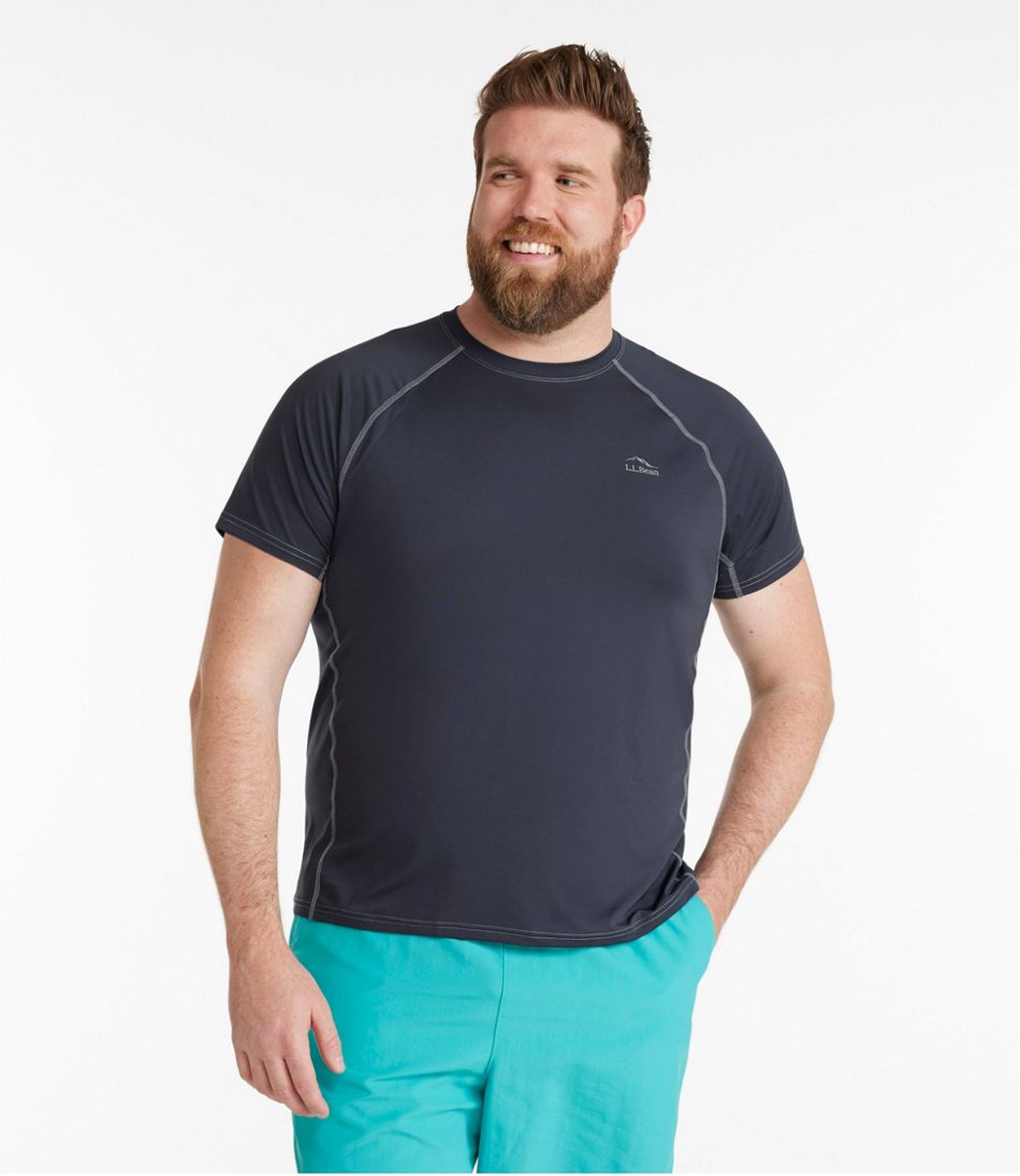L.L.Bean Swift River Cooling Sun Shirt Short Sleeve Regular Men's Swimwear Carbon Navy : XL