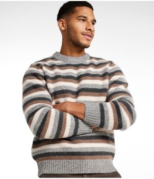 Men's Bean's Classic Ragg Wool Sweater, Crewneck, Stripe