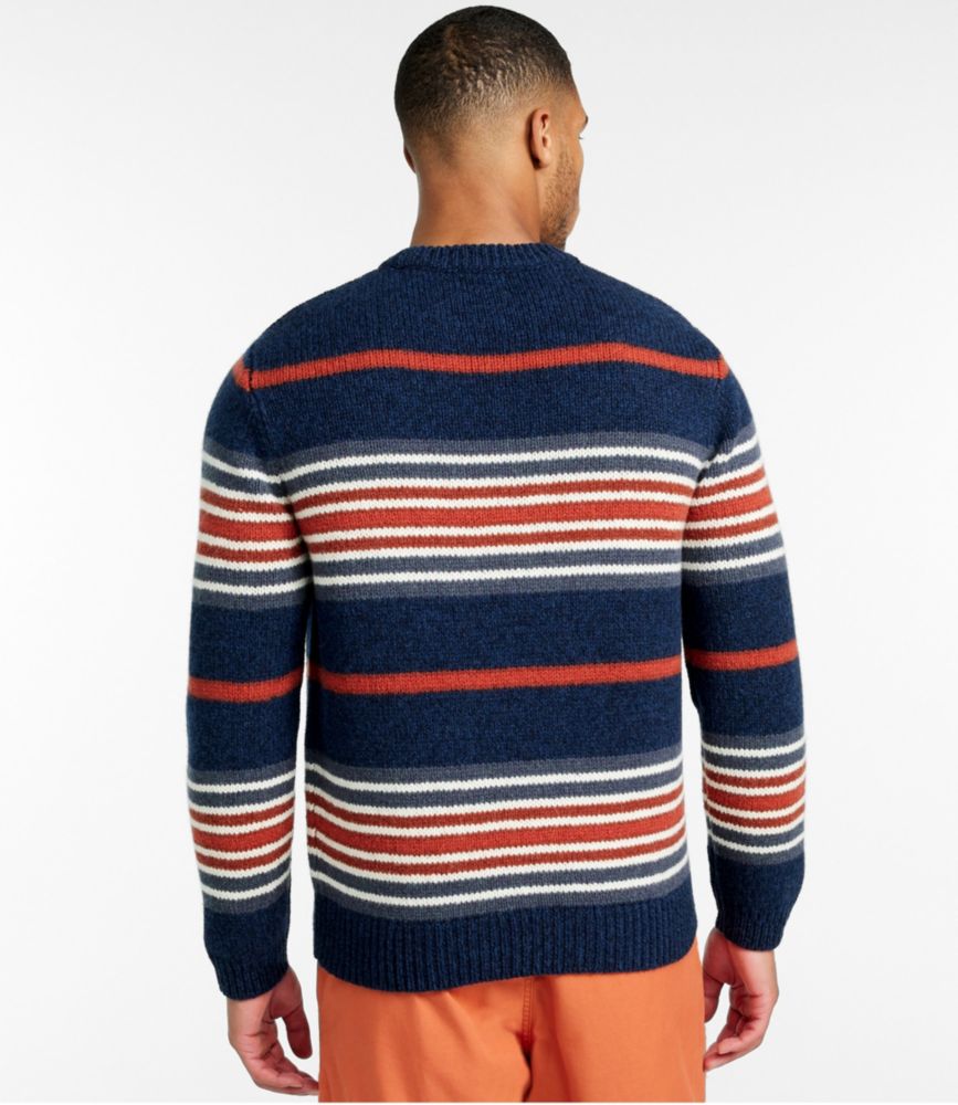 Men's Bean's Classic Ragg Wool Sweater, Crewneck, Stripe, Natural, small image number 3