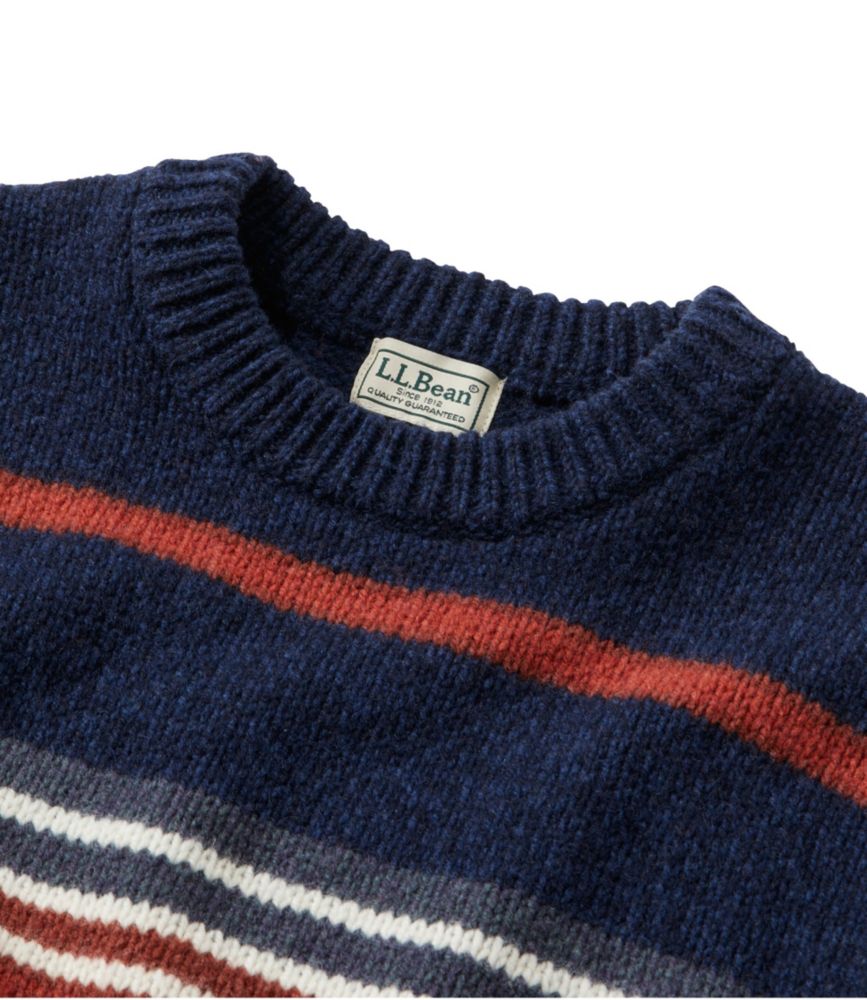 Men's Bean's Classic Ragg Wool Sweater, Crewneck, Stripe, Natural, small image number 4