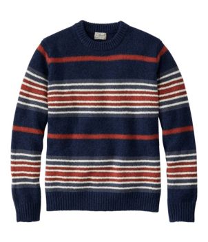 Men's Bean's Classic Ragg Wool Sweater, Crewneck, Stripe Regular