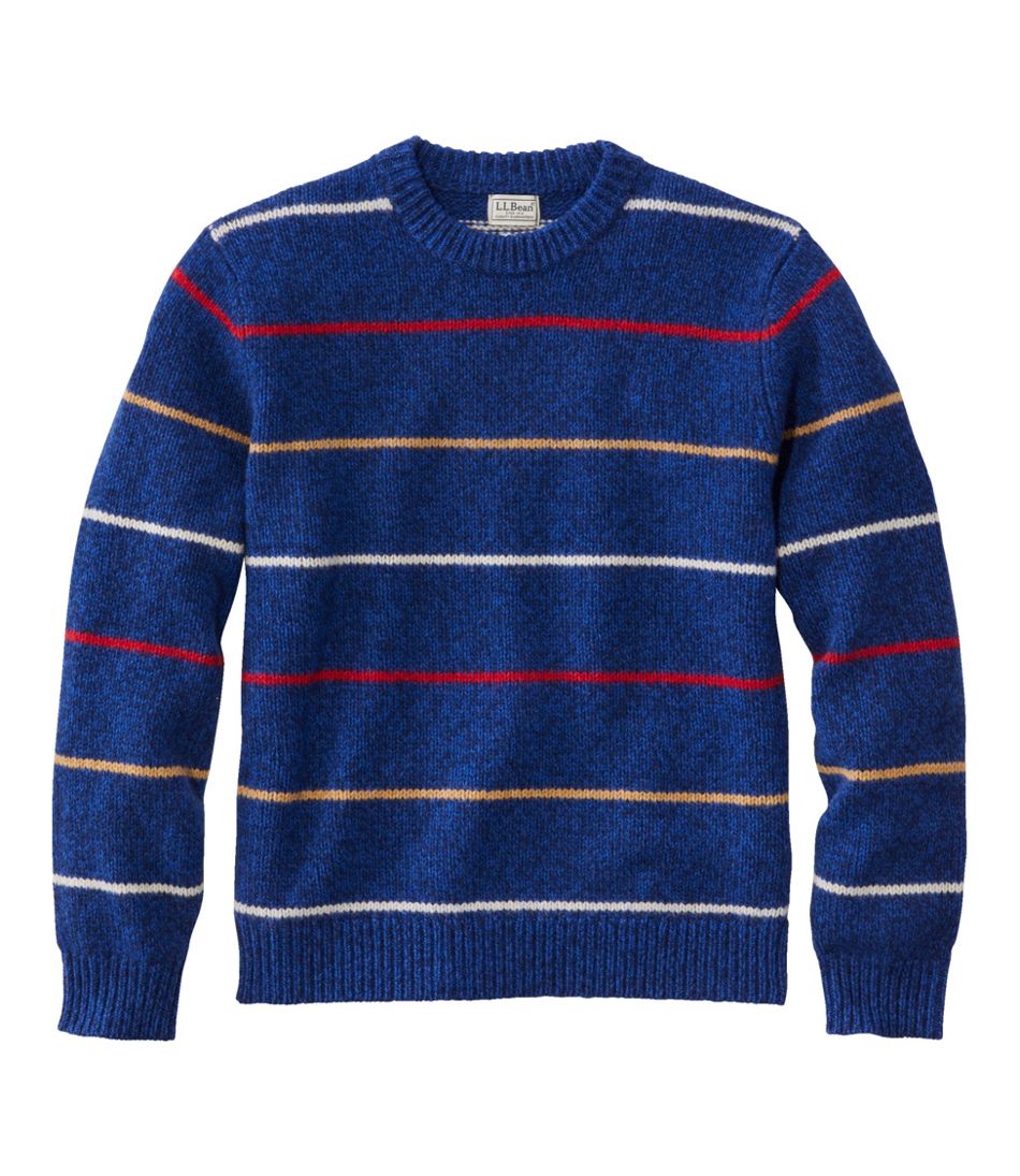 80s Mens Sweaters, Sweatshirts, Knitwear Mens Beans Classic Ragg Wool Sweater Crewneck Stripe  AT vintagedancer.com